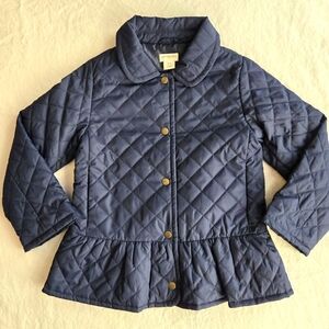 Crewcuts Girls Navy Quilted Peplum Puffer Jacket 4-5